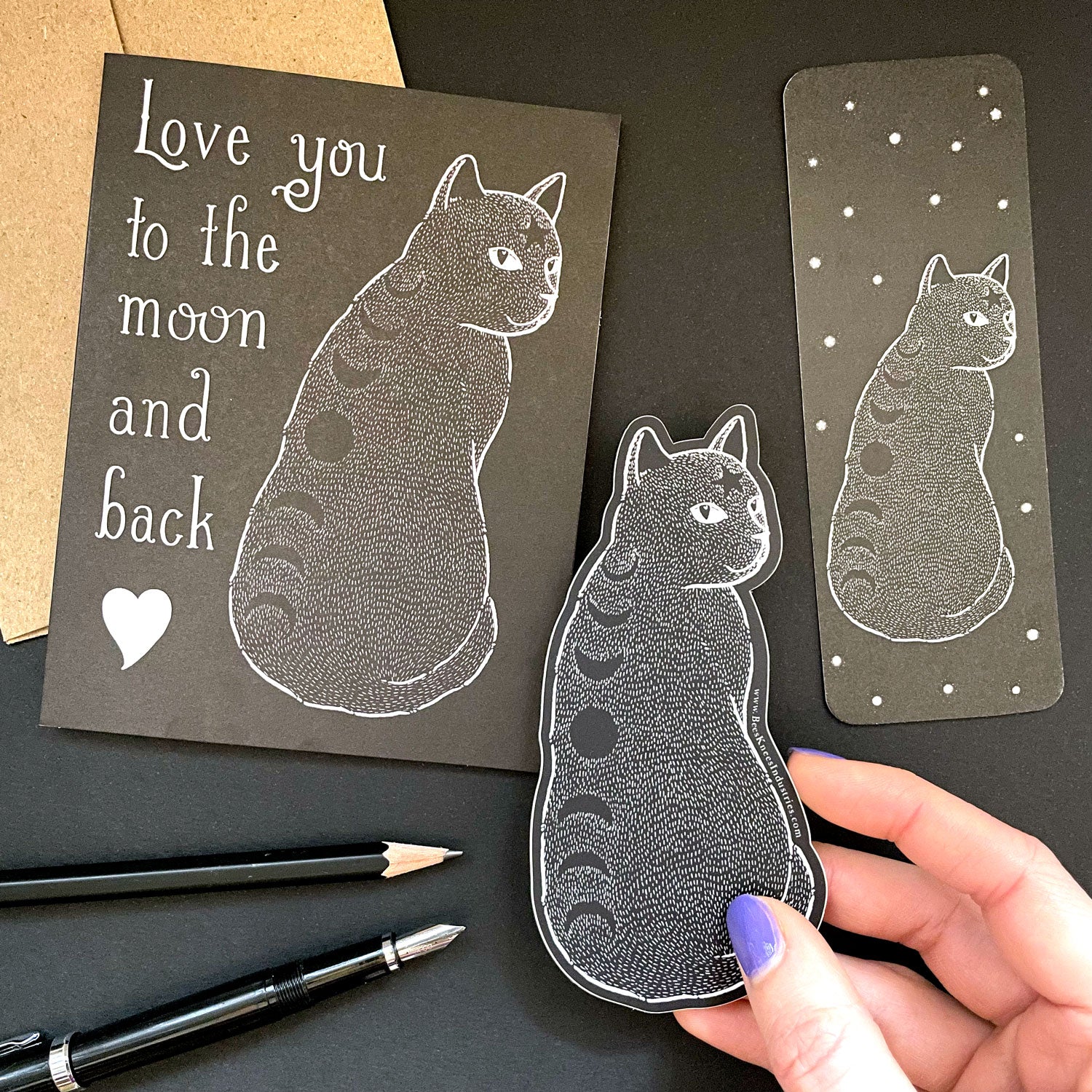 Moon Phase Cat greeting card - Image 3